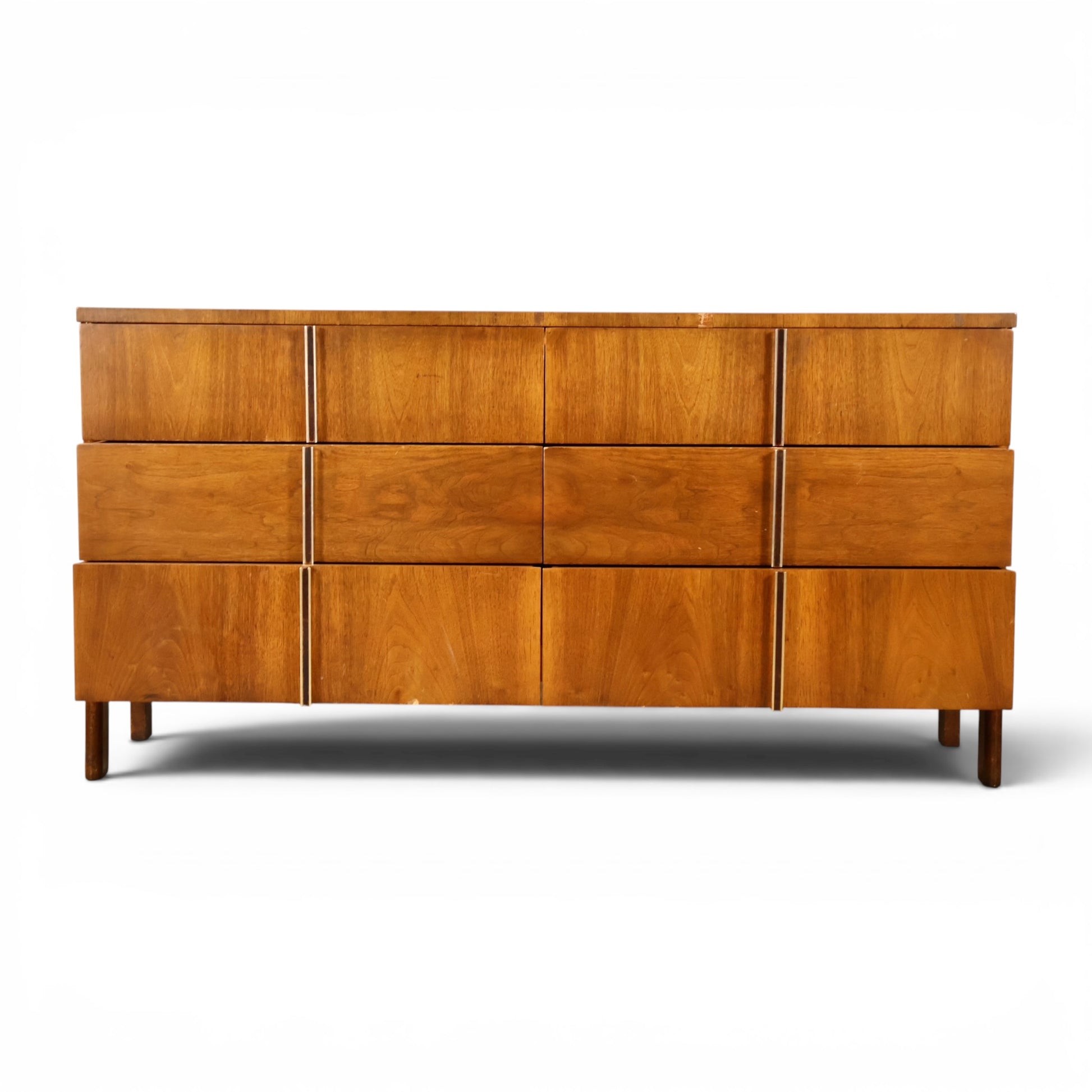 John Widdicomb lowboy dresser walnut drawer grain detail