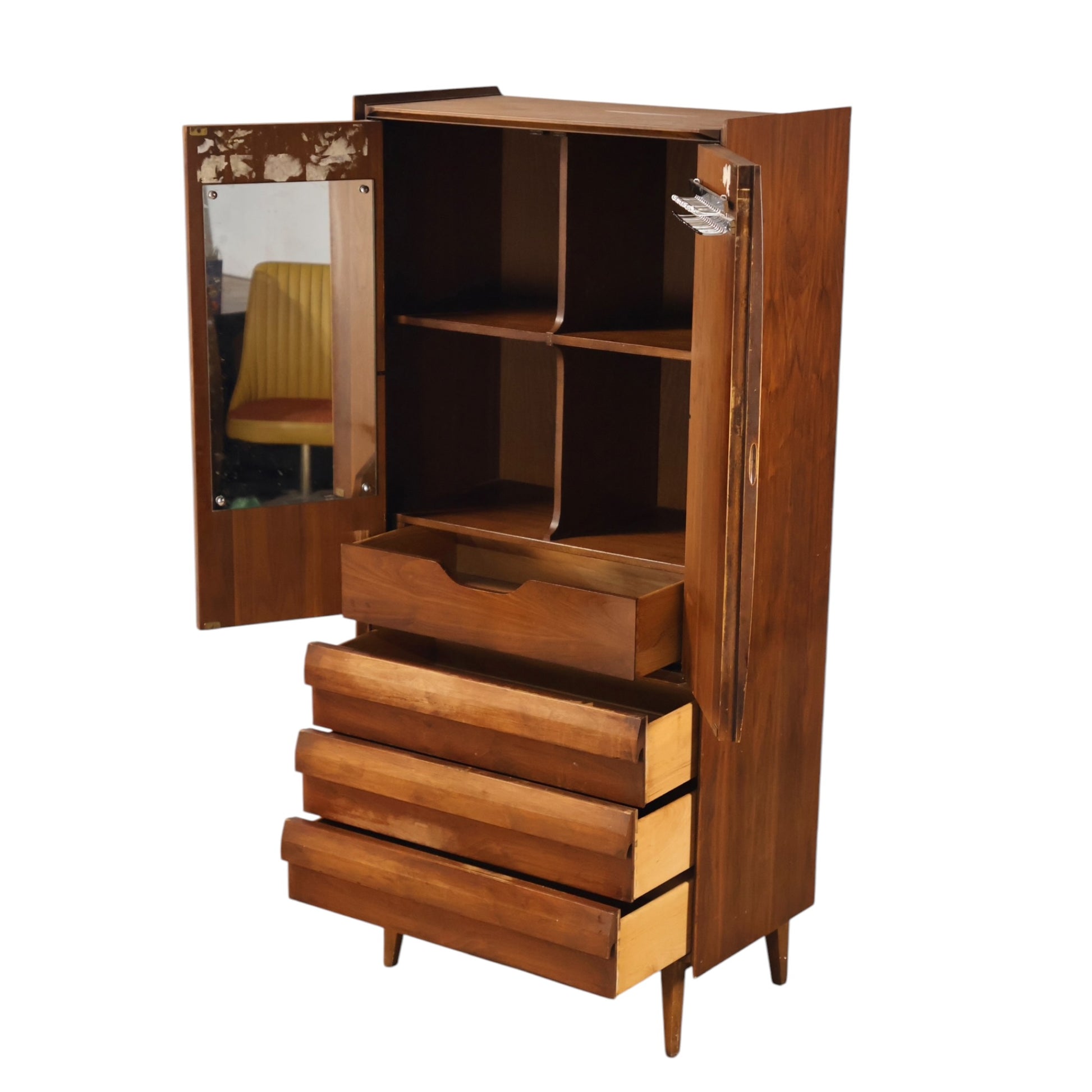 Lane First Edition armoire door mirror and belt rack detail