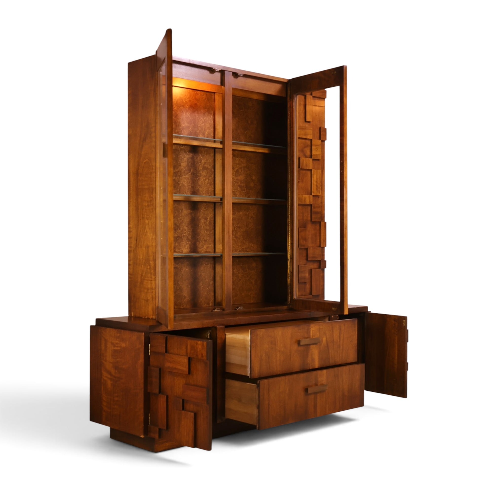 Lane Staccato buffet open cabinet storage view