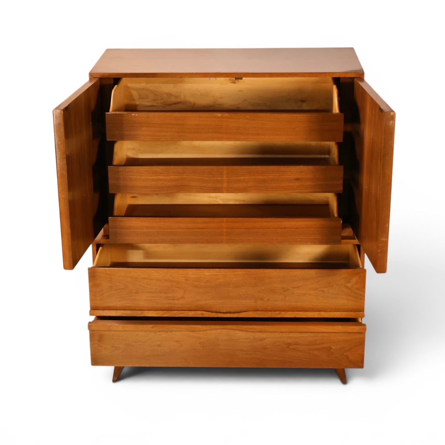 Tobago highboy dresser sculptural splayed base detail