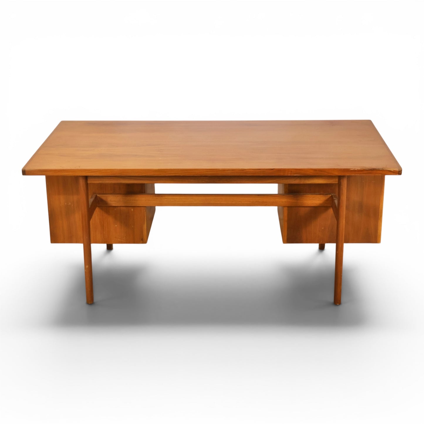 Jens Risom walnut desk full profile view