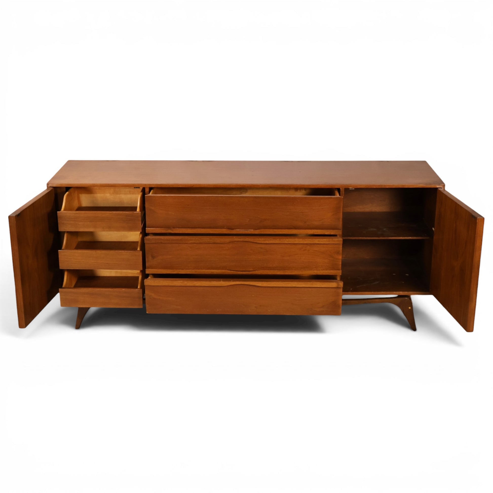 Tobago lowboy dresser sculptural splayed base detail
