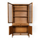 Broyhill Brasilia walnut china cabinet front view with upper hutch and lower base