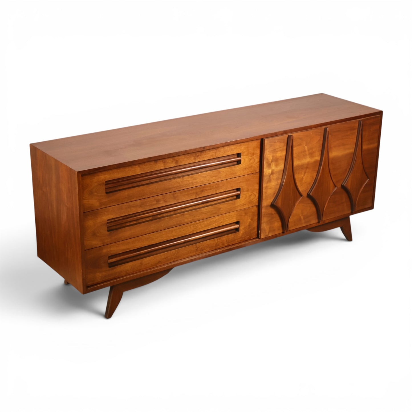 Specialty Woodcraft lowboy long profile view in walnut