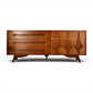 Specialty Woodcraft sculpted diamond walnut lowboy dresser front view
