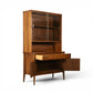 Broyhill Saga china cabinet base detail with star inlay plank doors