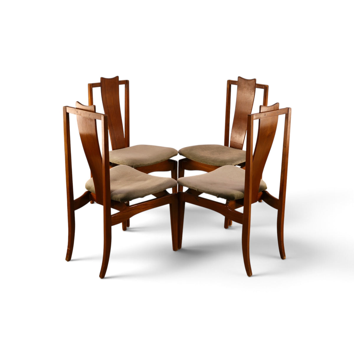 Young Manufacturing atomic walnut dining chairs grouped view