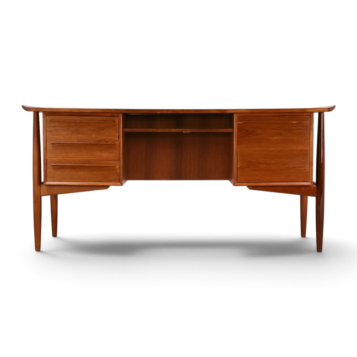 Arne Vodder for HP Hansen teak executive desk front view
