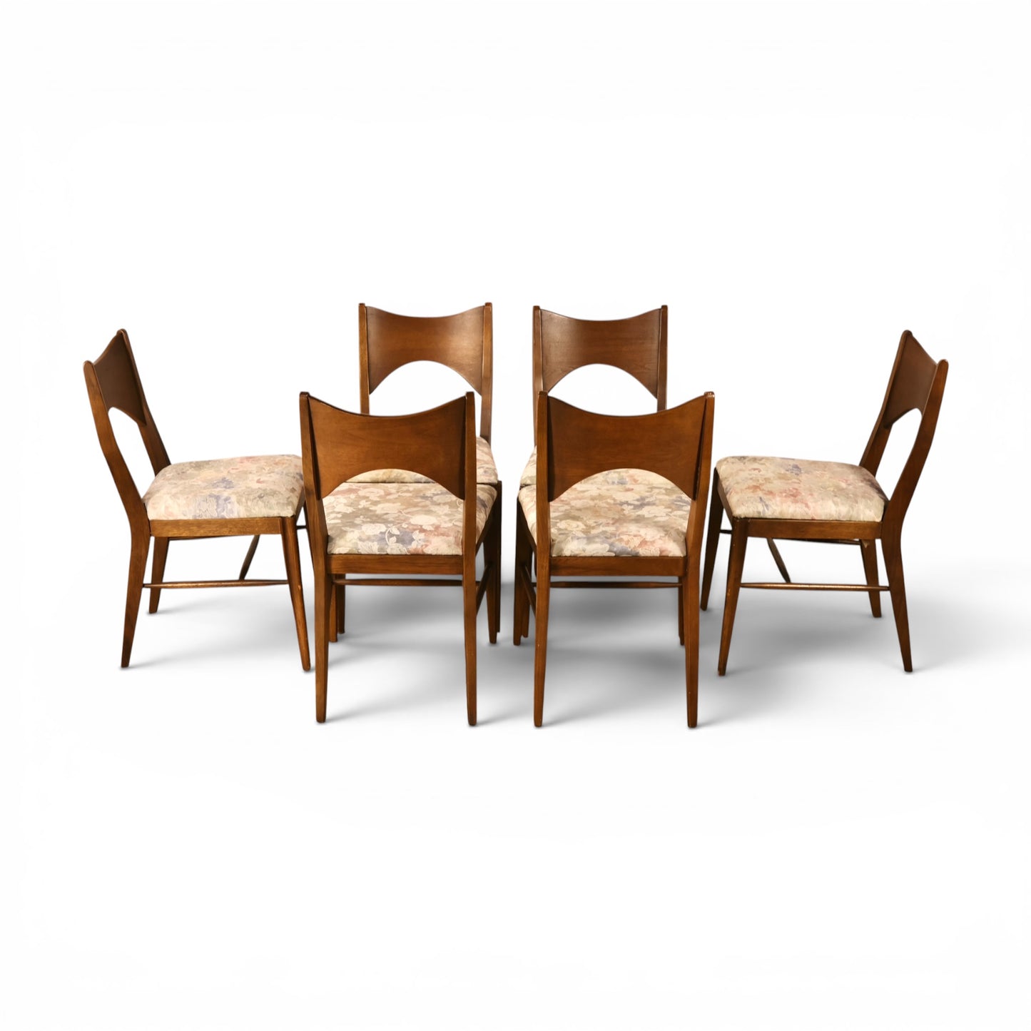 Broyhill Saga dining chairs grouped front view showing crest rail curves