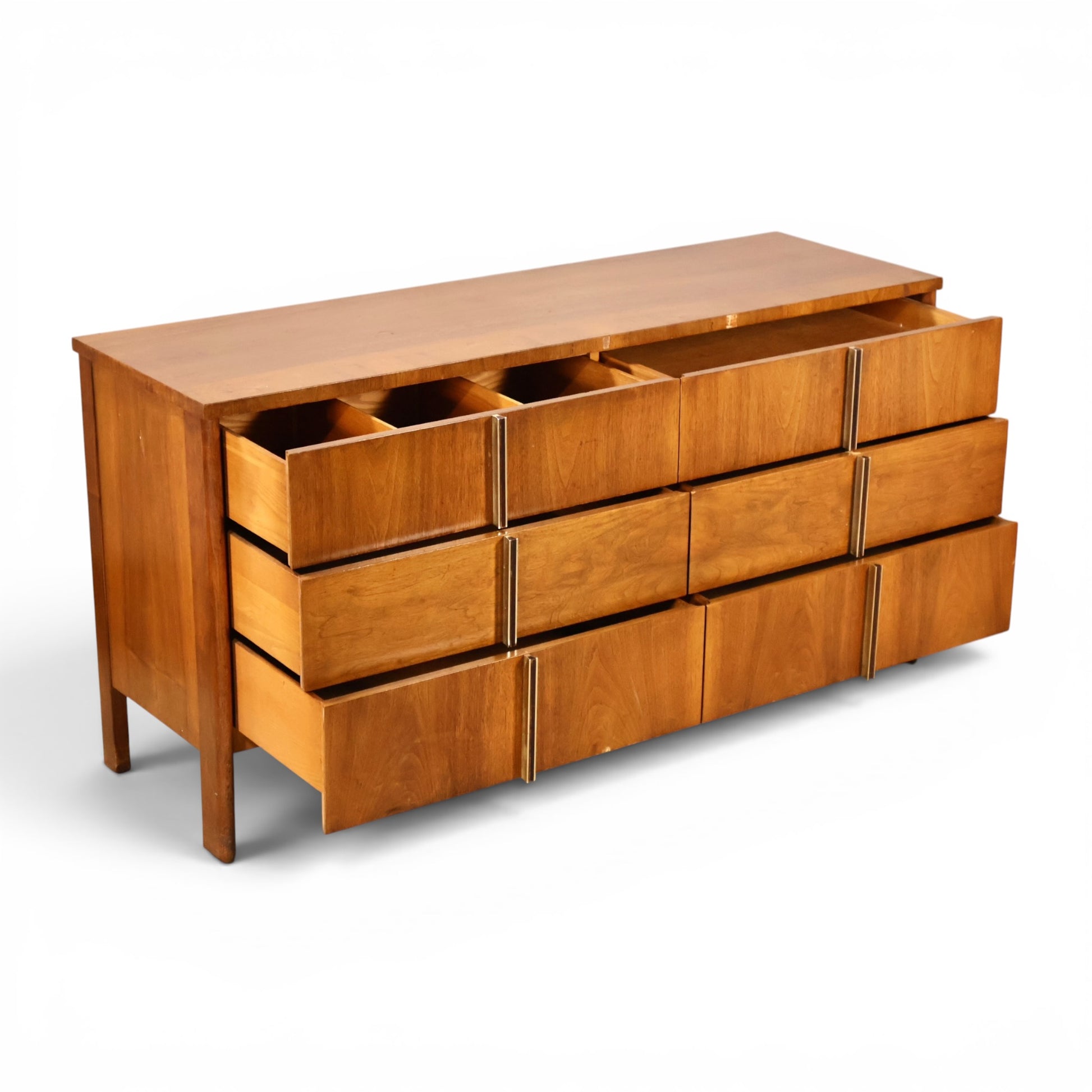 John Widdicomb lowboy dresser round tapered leg detail