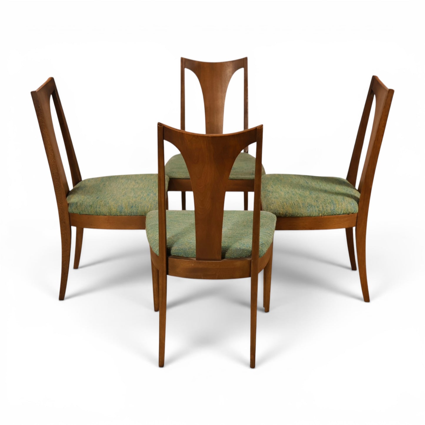 Broyhill Brasilia walnut dining chair seat and leg detail