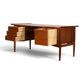 Arne Vodder for HP Hansen teak executive desk angle view with file drawer open