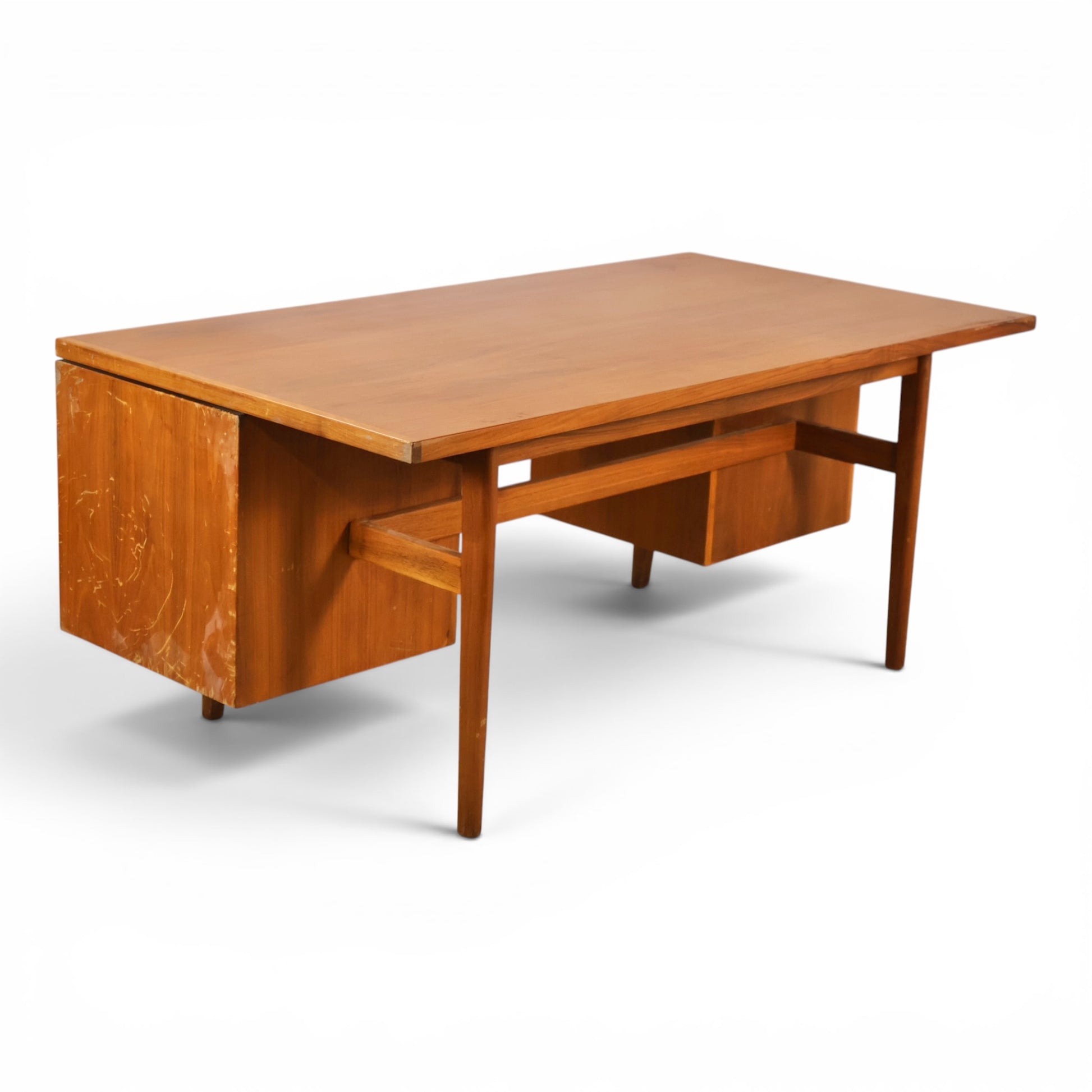 Jens Risom executive desk drawer open view