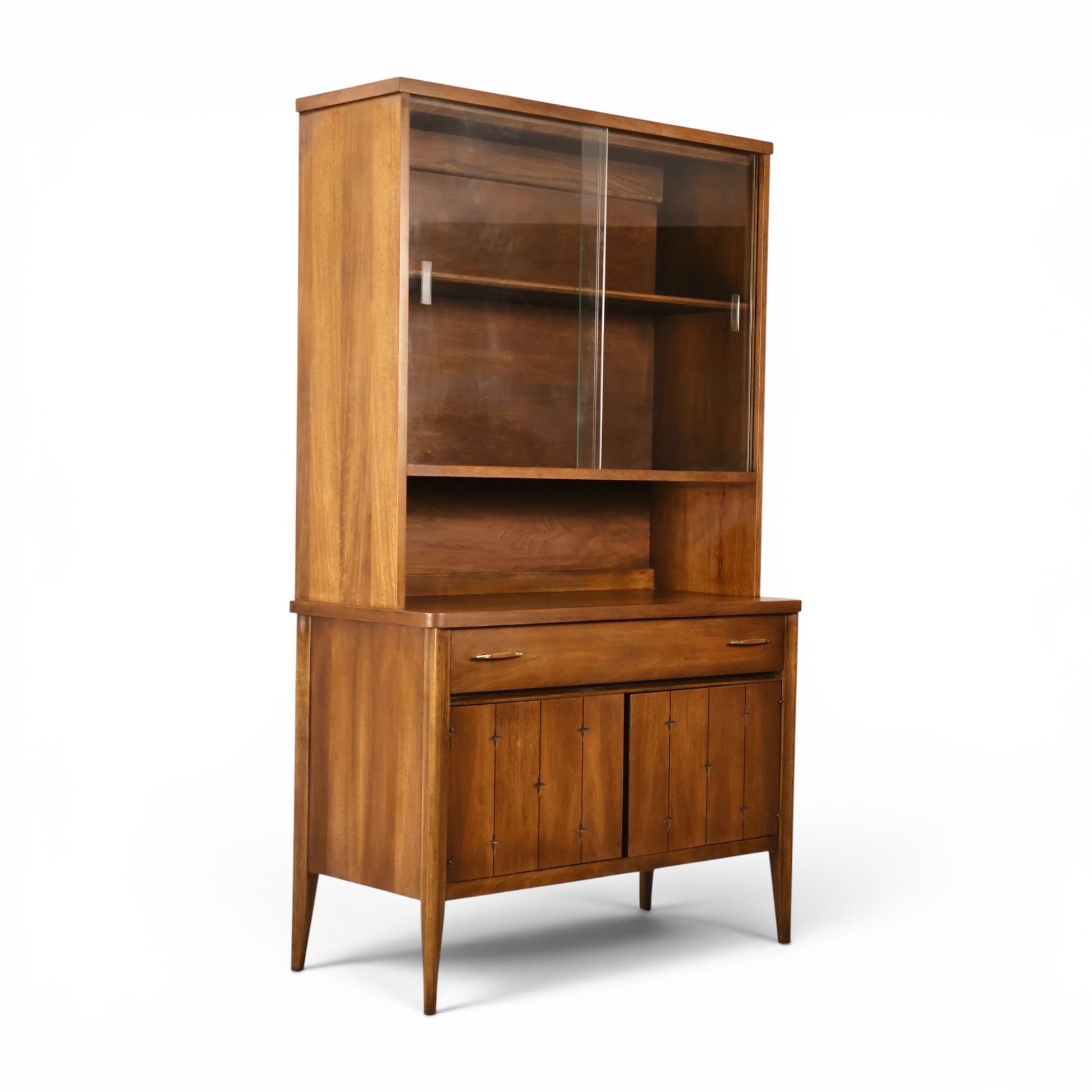 Broyhill Saga petite china cabinet angled view showing glass display top