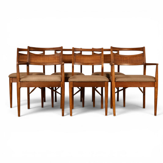 American of Martinsville Accord walnut dining chairs full set view