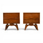 Tobago pair of walnut nightstands front view with sculptural bases