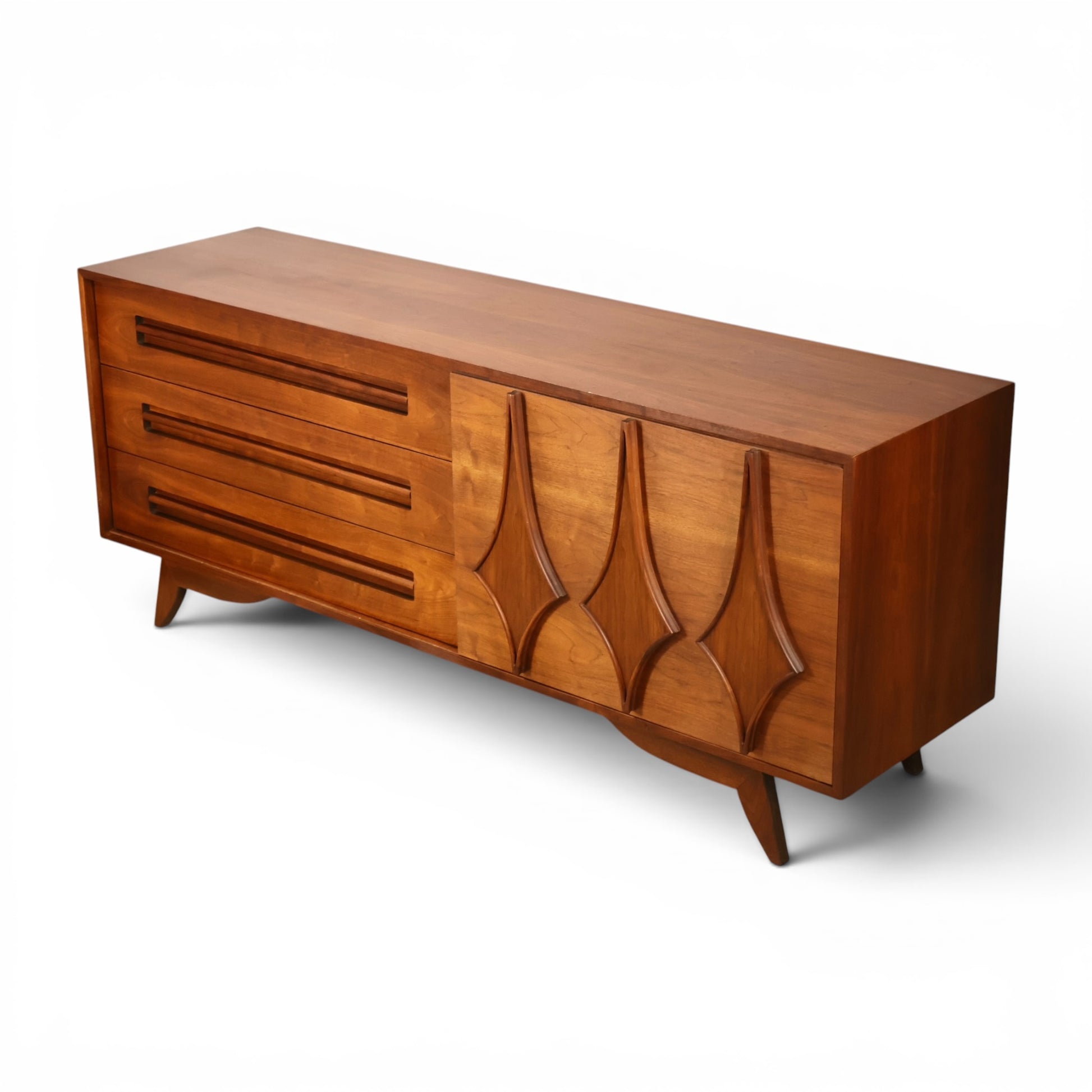 Specialty Woodcraft lowboy side angle showing case depth