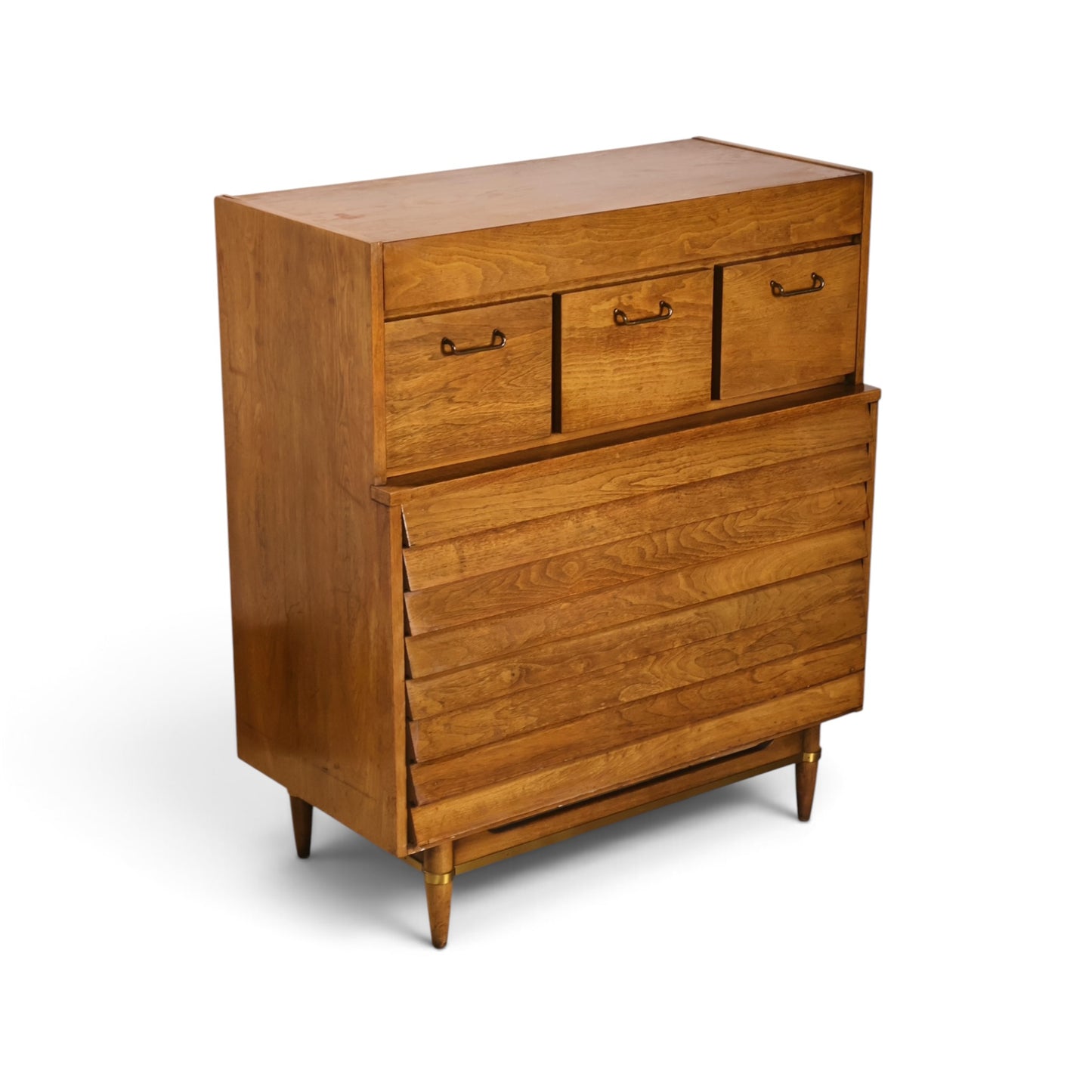Dania highboy dresser walnut grain detail