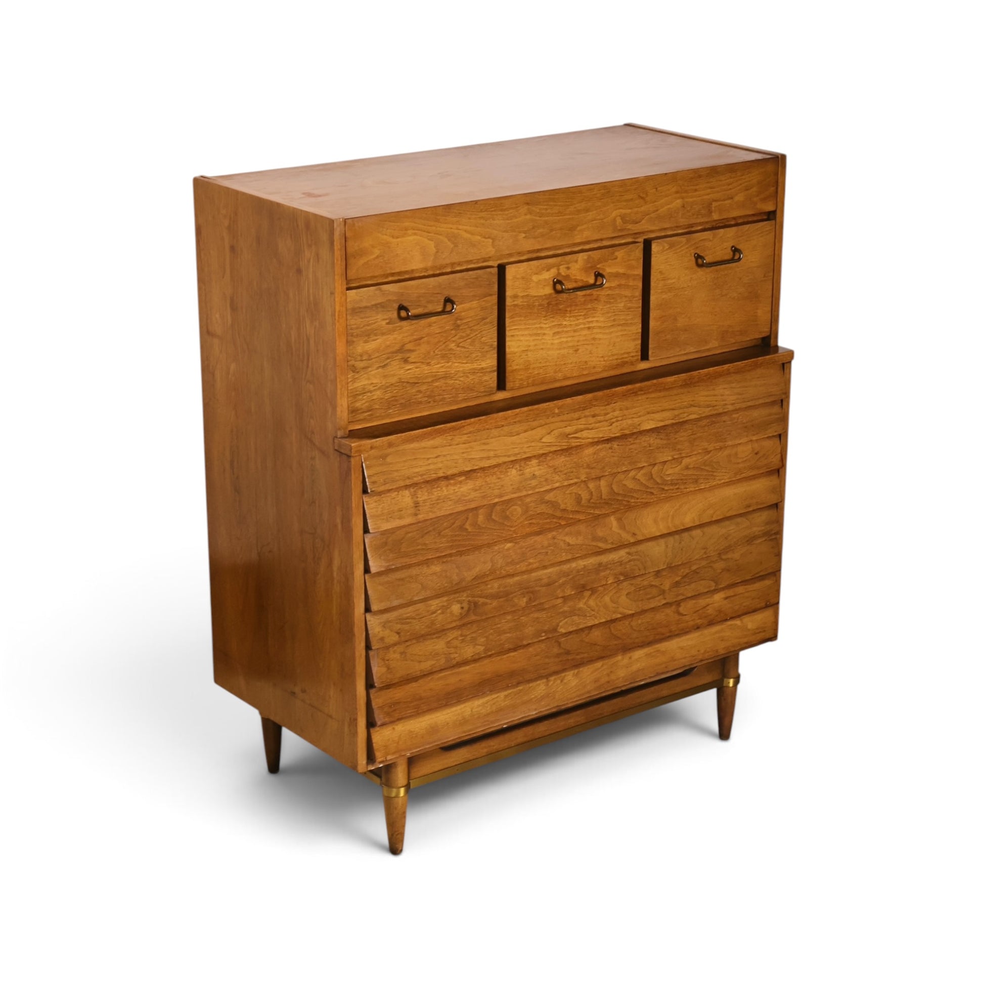 Dania highboy dresser walnut grain detail