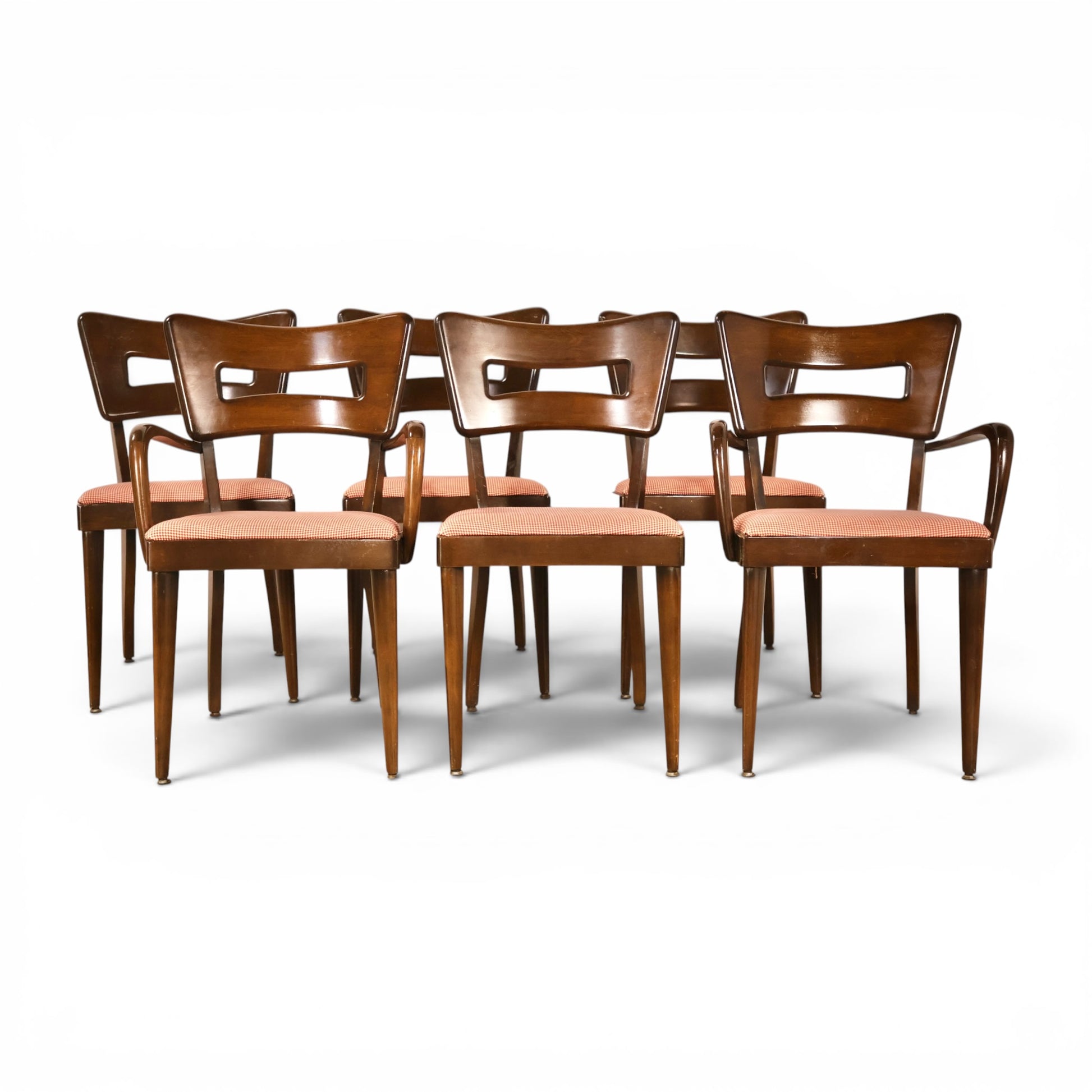 Heywood Wakefield Dog Bone mid century modern dining chairs full set view