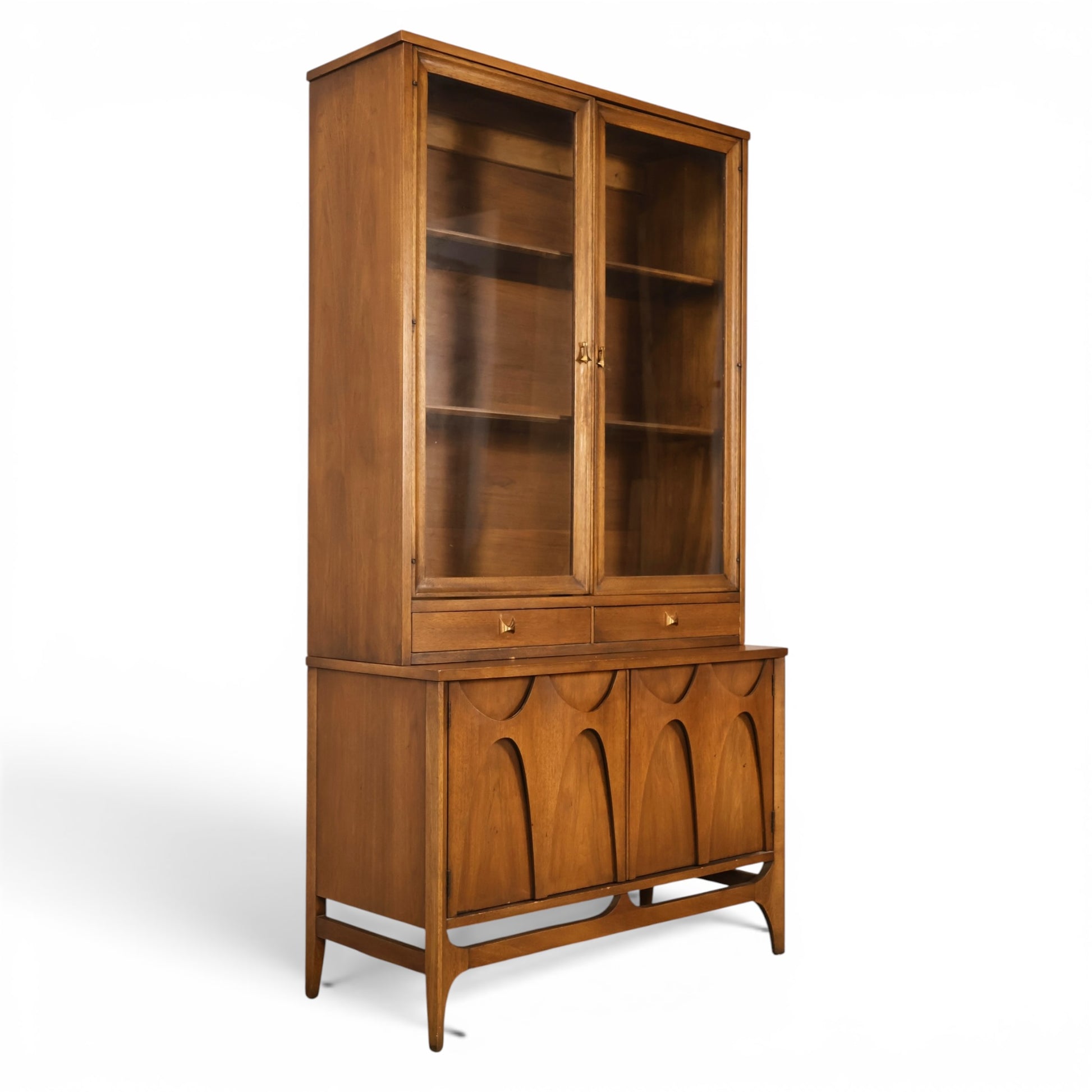 Broyhill Brasilia walnut china cabinet angled side profile