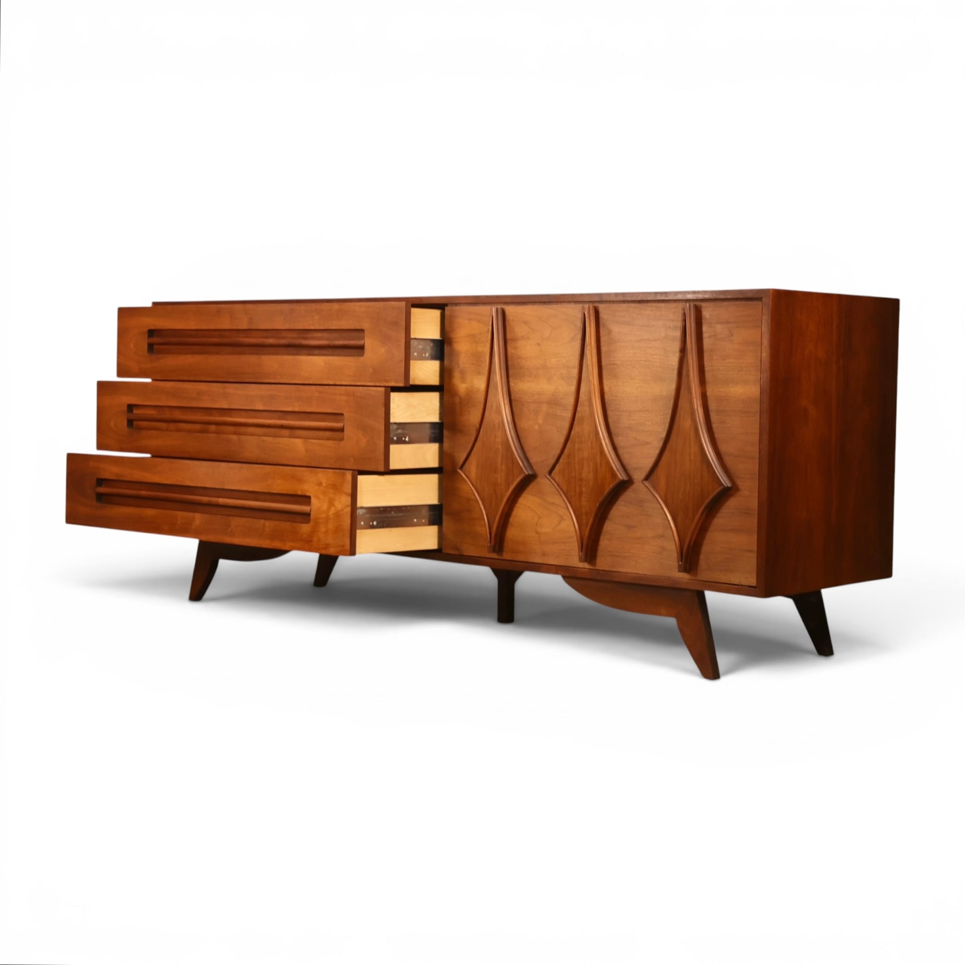 Specialty Woodcraft lowboy walnut grain and finish detail