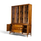 Broyhill Brasilia walnut china cabinet angle view with drawers open