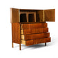 Edmond Spence highboy dresser open showing shaped interior dividers