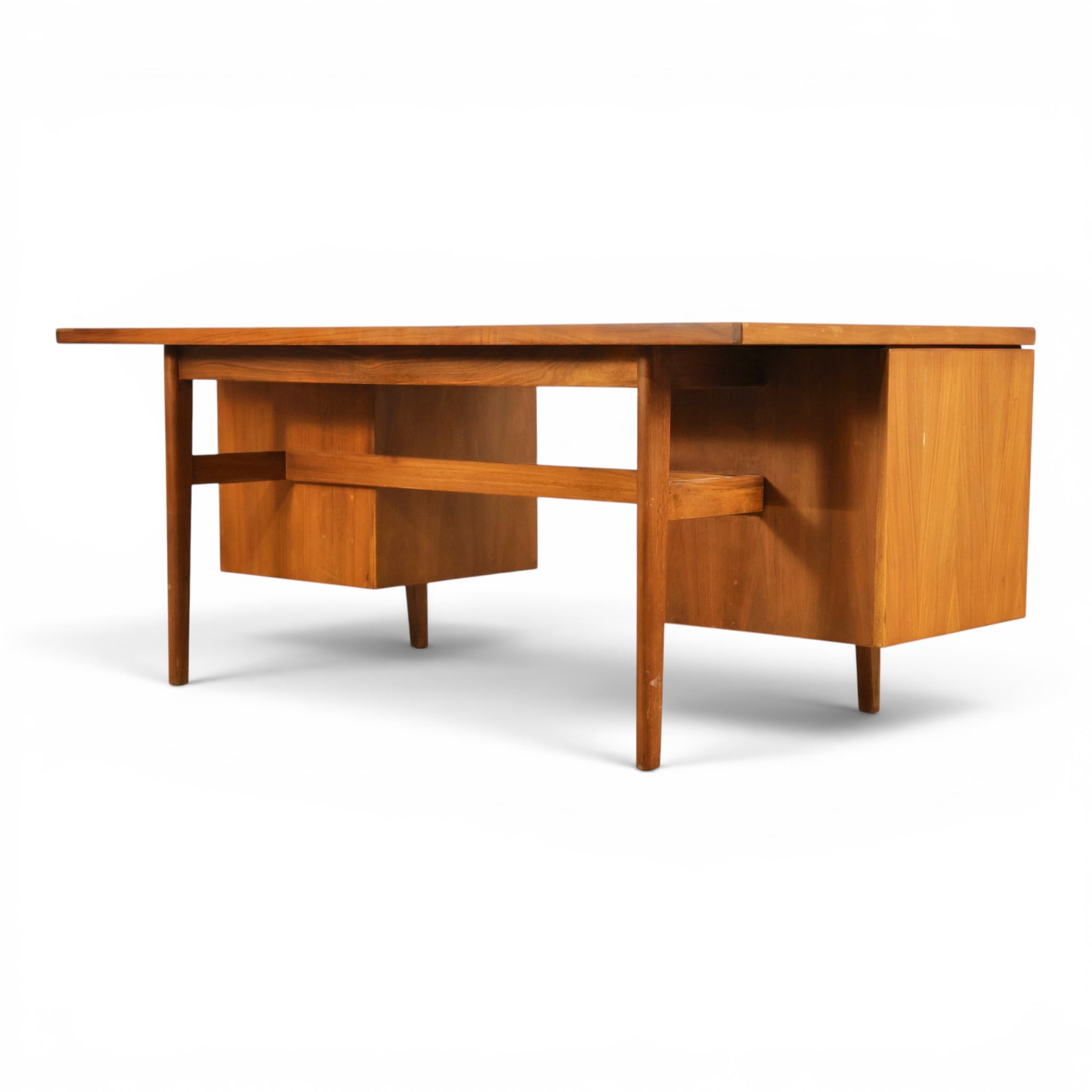 Jens Risom walnut desk pedestal drawers detail