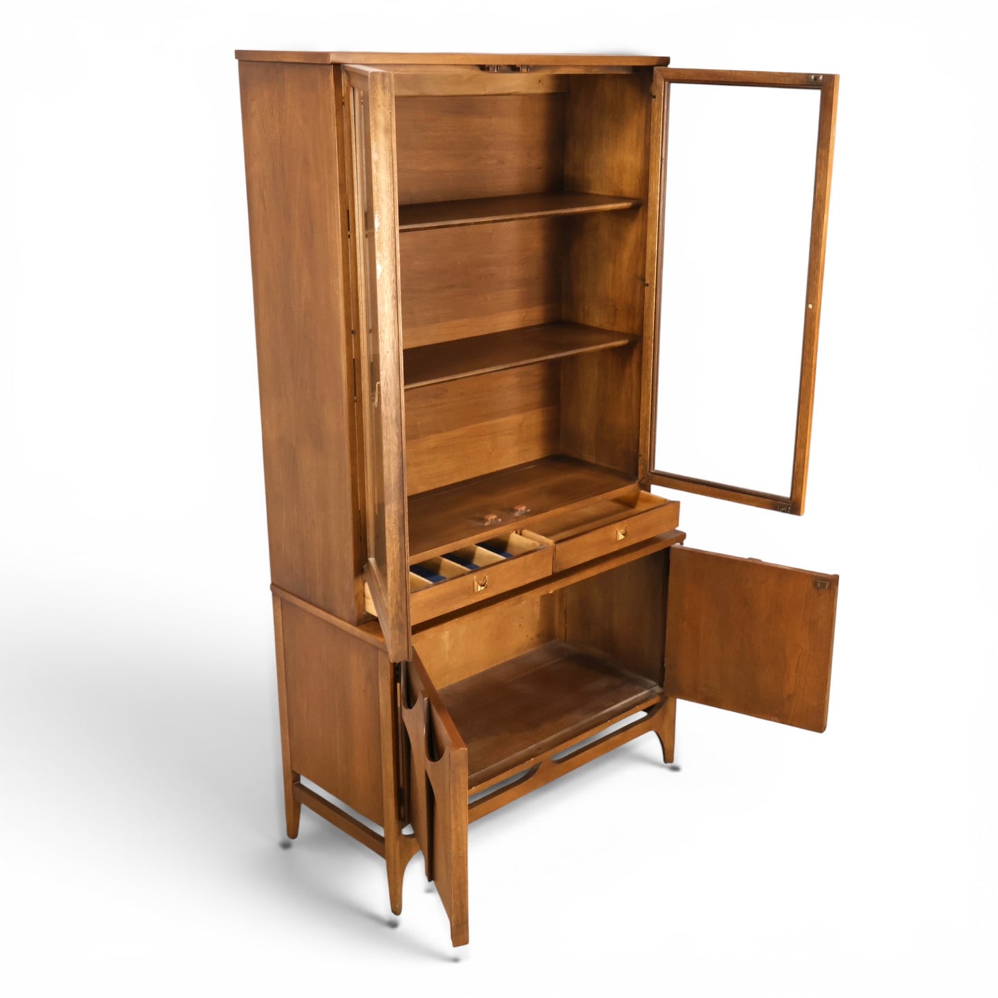 Broyhill Brasilia china cabinet arched drawer front detail