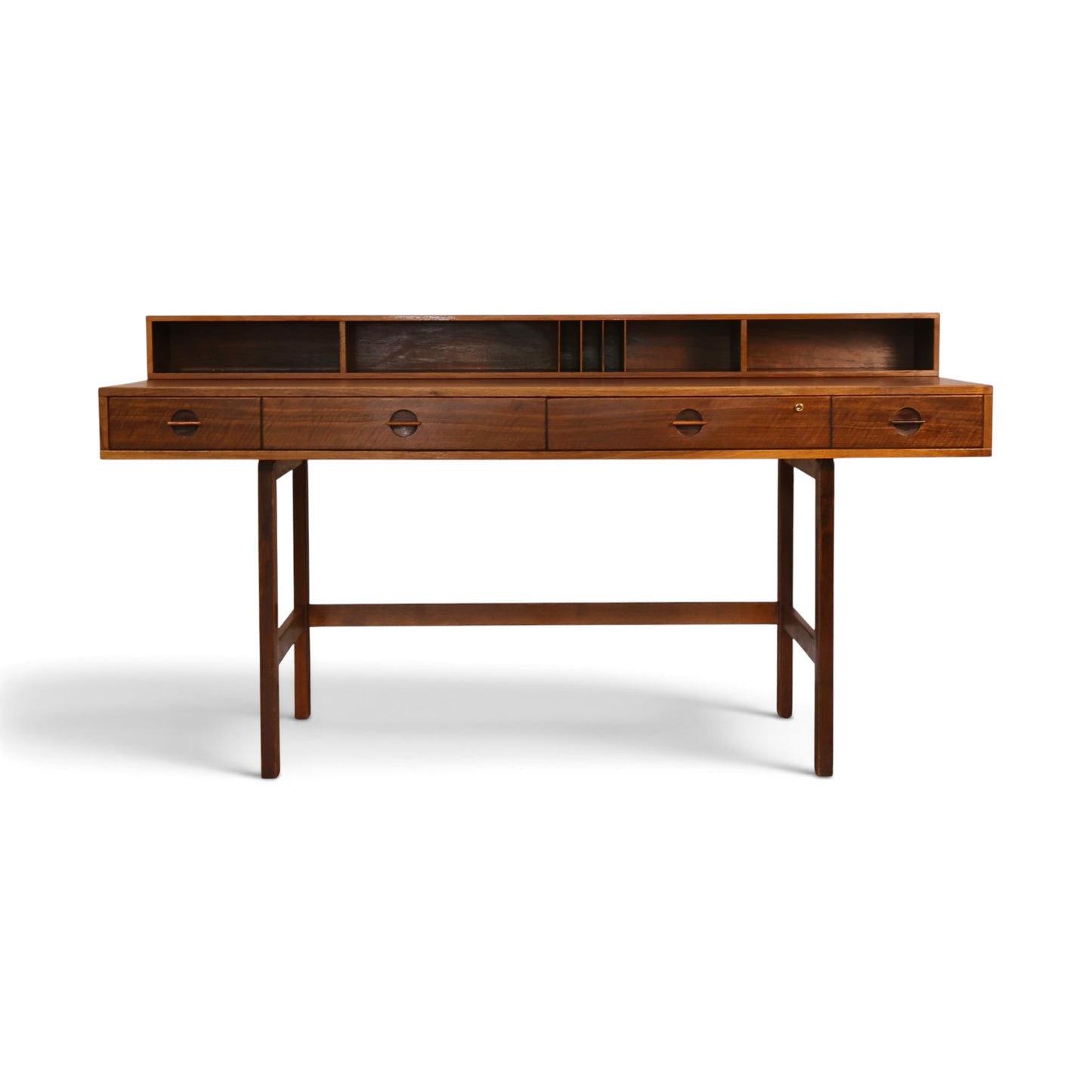 Peter Lovig Danish teak flip top desk full front view