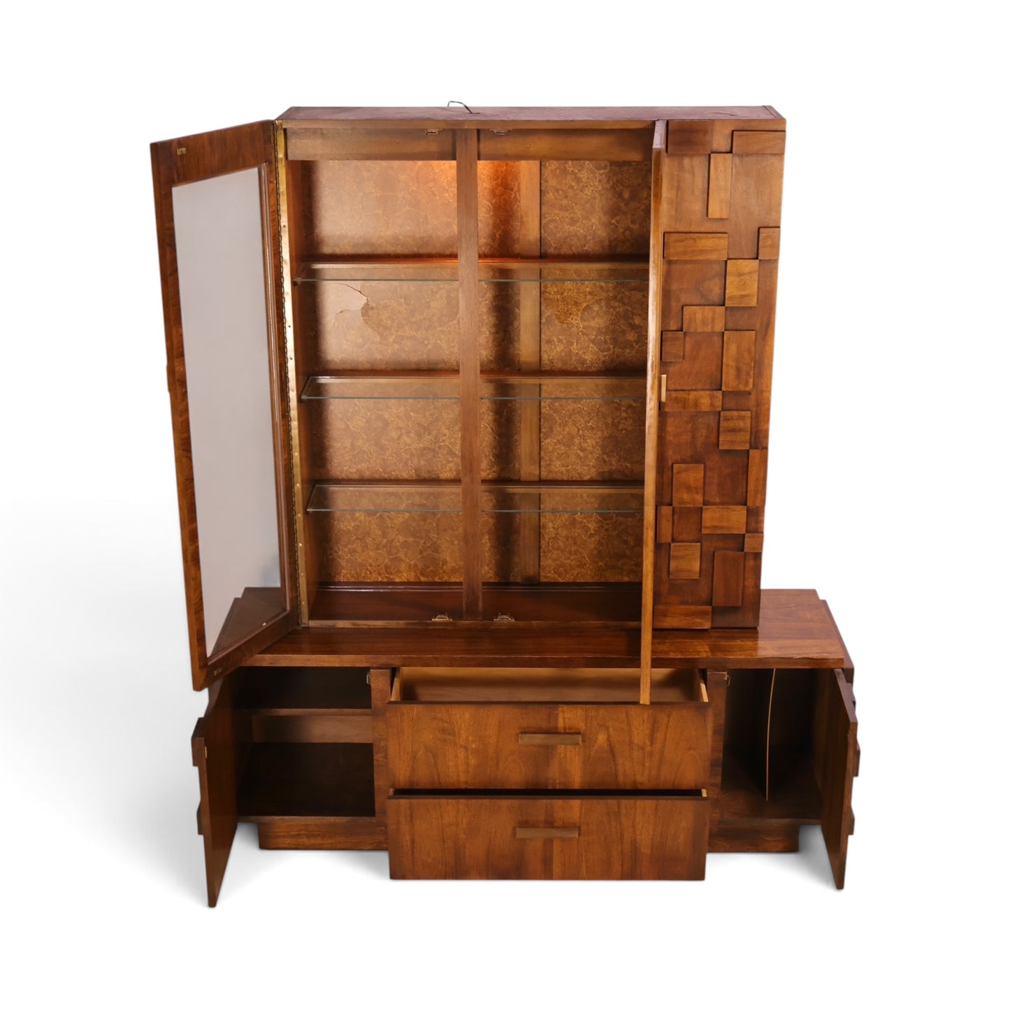 Lane Staccato buffet base with brutalist block drawer fronts