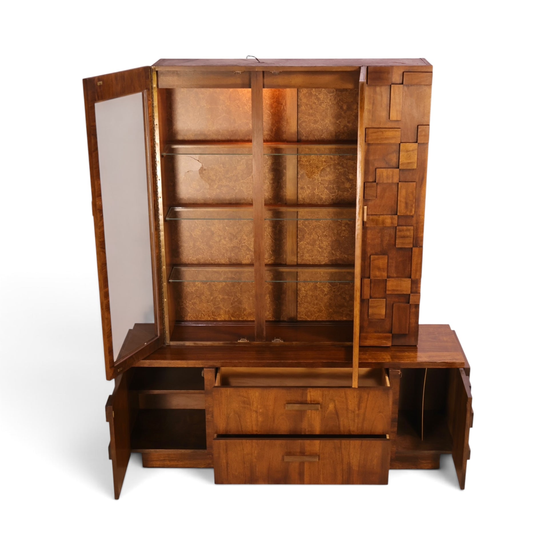 Lane Staccato buffet base with brutalist block drawer fronts