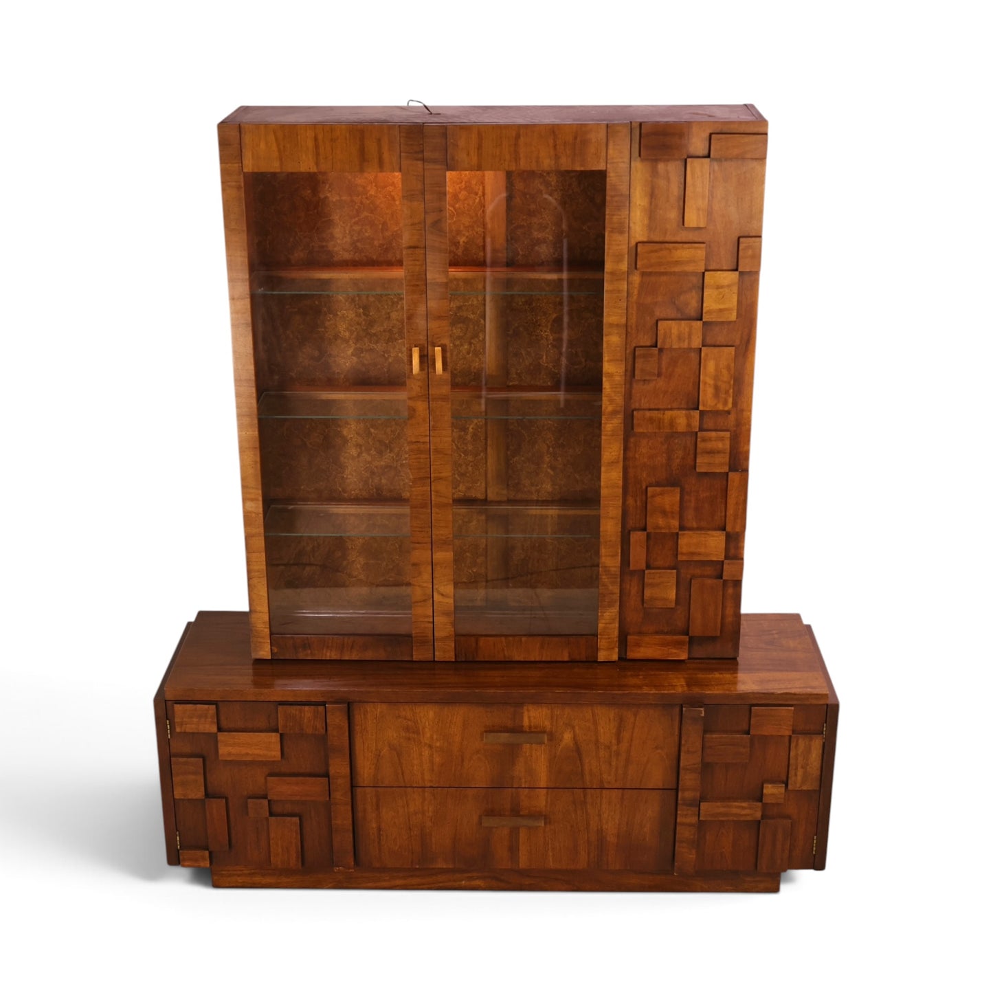 Lane Staccato china cabinet angled view showing block fronts