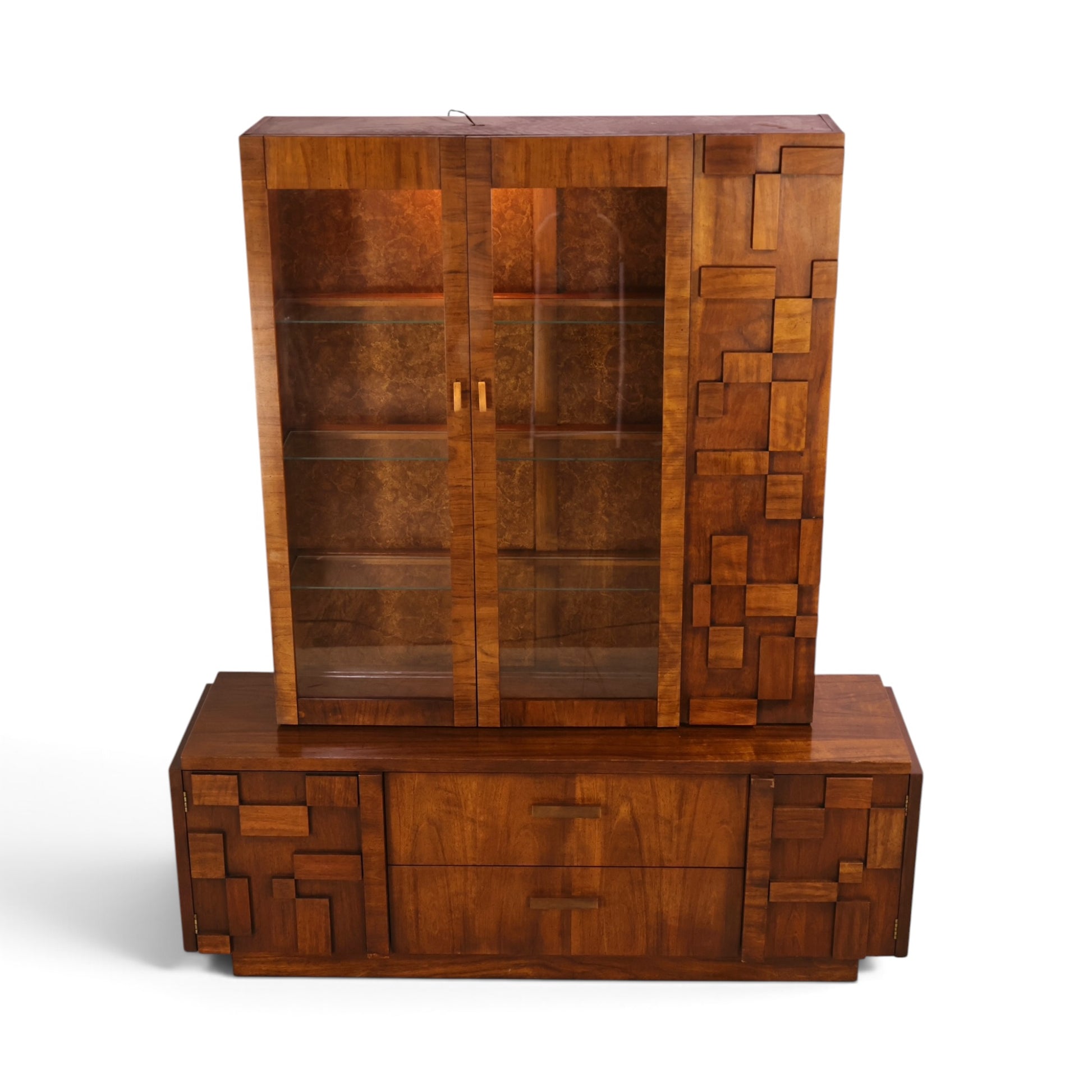 Lane Staccato china cabinet angled view showing block fronts