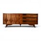 Specialty Woodcraft lowboy with sliding door open showing interior drawers