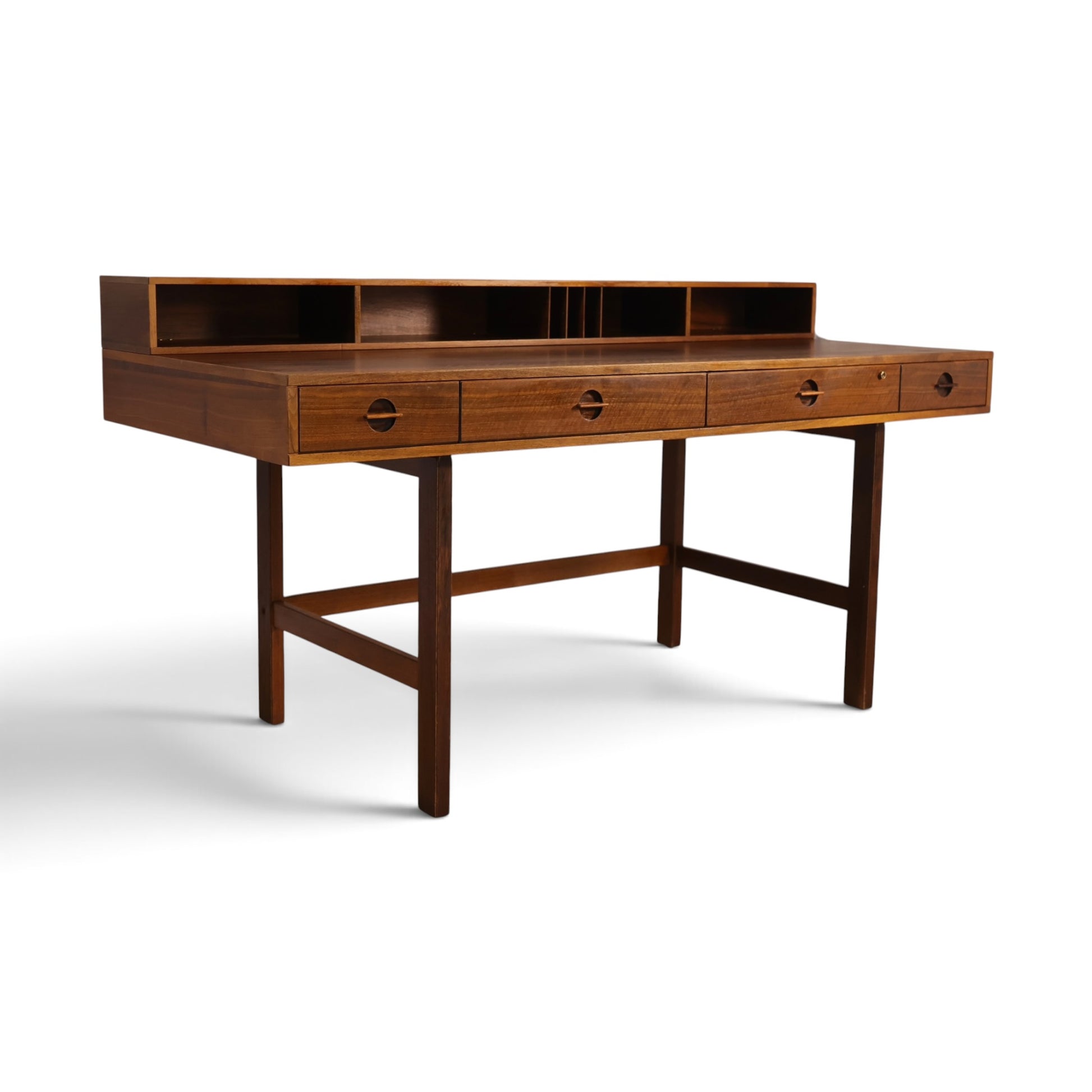 Peter Lovig teak desk trestle base detail