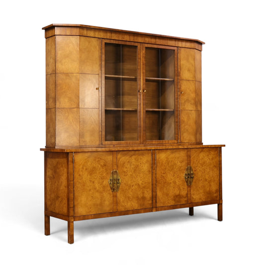 Mastercraft for Daniel Jones burl china cabinet left angle view