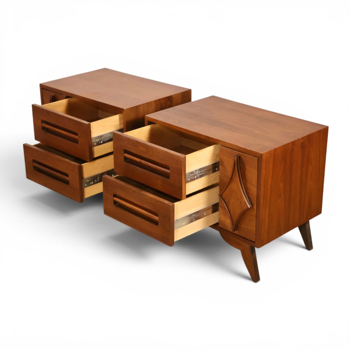 Specialty Woodcraft nightstands open drawer construction detail