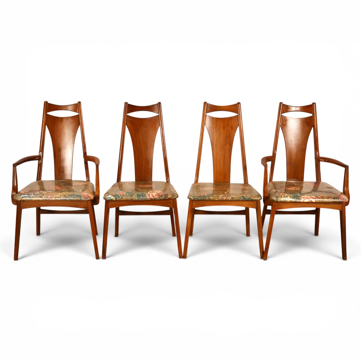Young Manufacturing walnut mid century modern dining chairs full set view