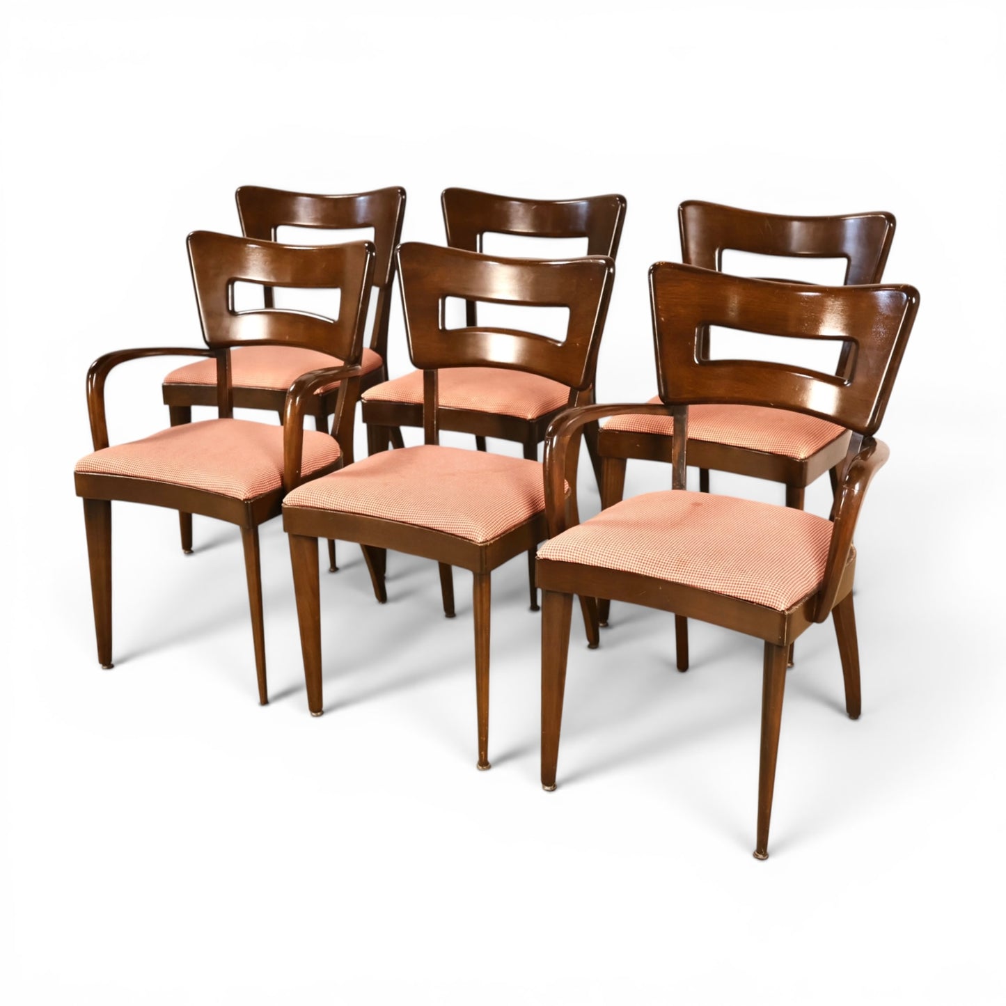 Heywood Wakefield Dog Bone dining chair sculpted back rail detail