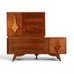 Specialty Woodcraft sculpted diamond walnut stacking highboy dresser front view