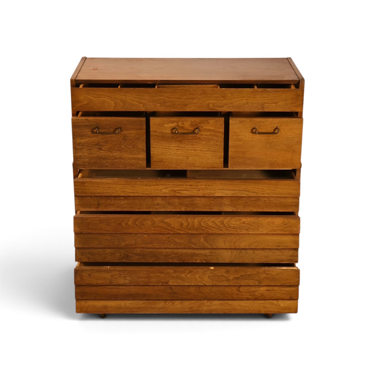 Dania highboy dresser brass swing pull detail