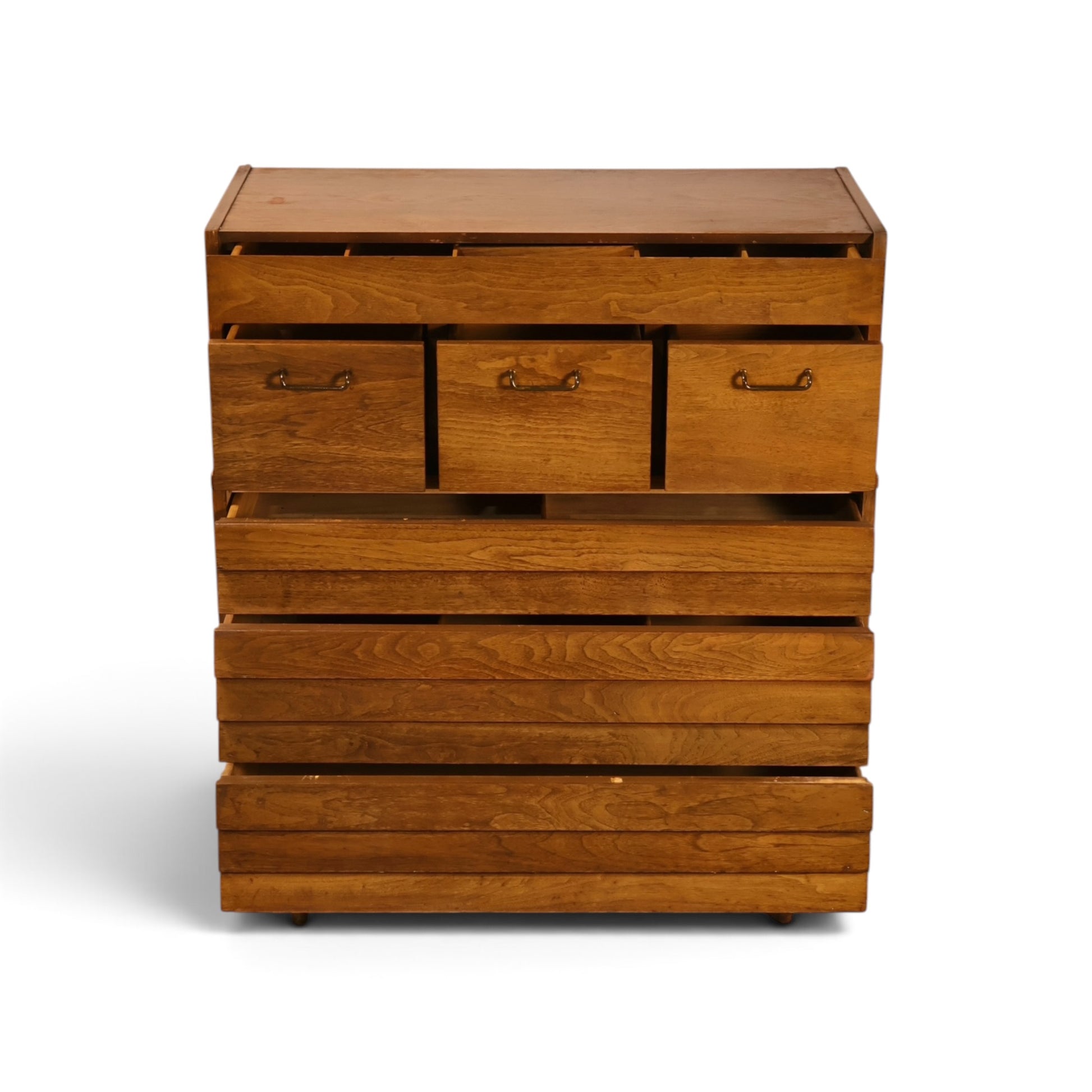 Dania highboy dresser brass swing pull detail