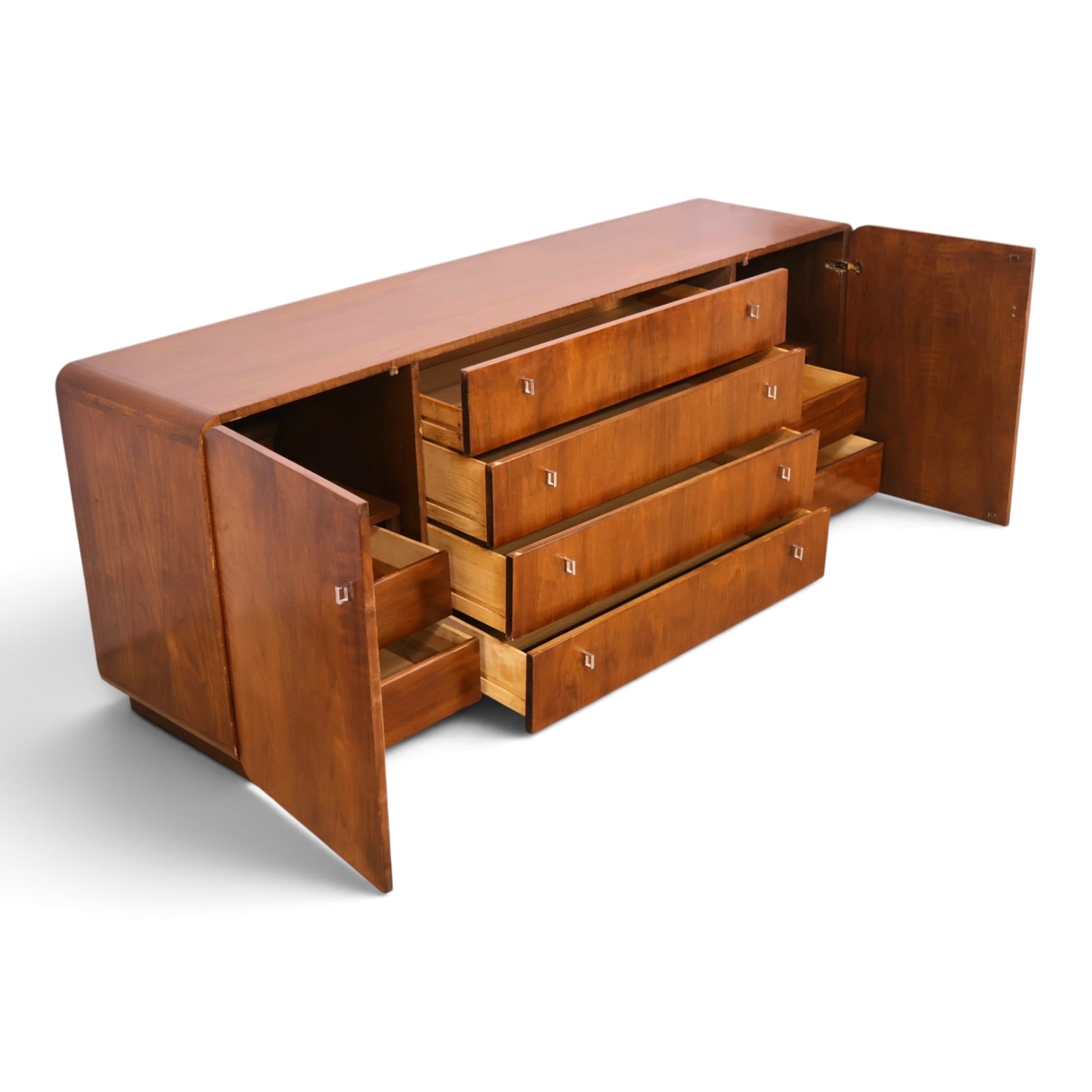 Founders lowboy dresser rounded end cabinet detail
