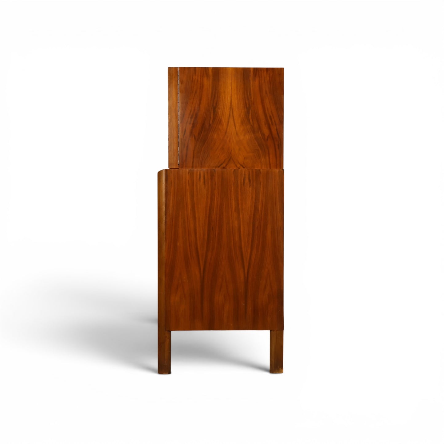 Edmond Spence highboy dresser side profile showing walnut grain