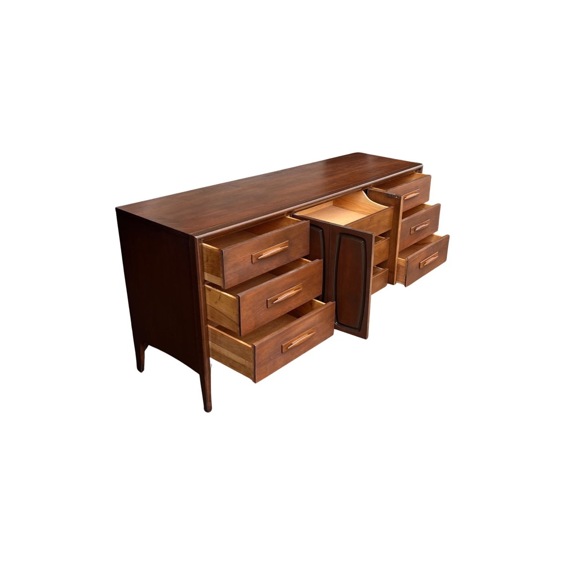 Nine Dovetailed Drawers and Signature Routed Curves - Broyhill Emphasis Lowboy