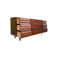 Merton Gershun 'Dania' Walnut Triple Dresser - 9 Drawer Mid Century Modern Dresser from the 1960s