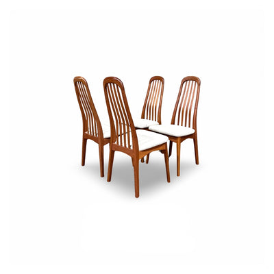 Benny Linden set of Four Teak Danish Mid Century Modern Dining Chai... — teak construction, front view