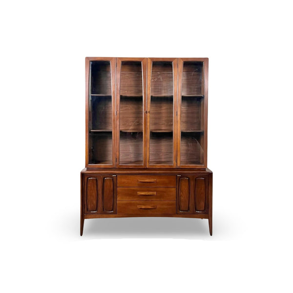 Broyhill Emphasis Mid Century Modern China Cabinet Display Case wit... — front view